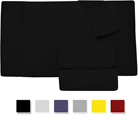 Comfy Sheets Luxury 100% Egyptian Cotton - Genuine 1000 Thread Count 4 Piece Sheet Set-Fits Mattress Up to 18'' Deep Pocket (2 Pc Queen Pillowcases, Black)