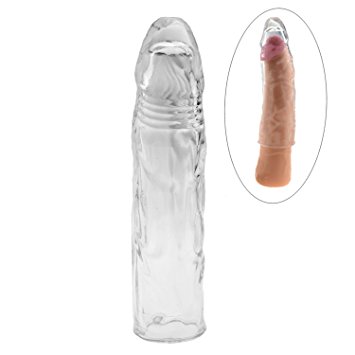 Penis Sleeves Extender Enlargers Sheath Reusable Condom Cock Extension Cover Sex Toys for Male Sexual Enhancers & Delay Ejaculation (Crystal Realistic Textured)