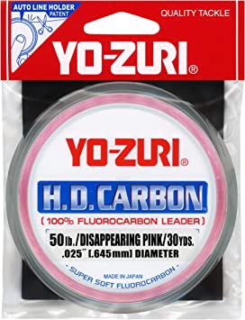 Yo-Zuri 30-Yard HD Fluorocarbon Leader Line, Pink, 50-Pound