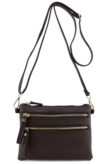 Multi Zipper Pocket Small Wristlet Crossbody Bag