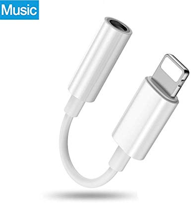 Luvfun Headphones Adapter for iPhone,3.5mm Earphones Jack Adapter Aux Audio Adapter for iPhone 7/7P/8/8P/XR/XS -White