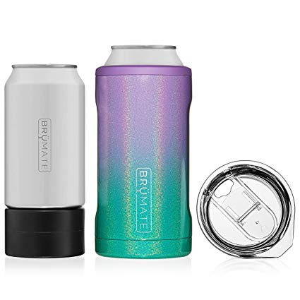 BrüMate HOPSULATOR TRíO 3-in-1 Stainless Steel Insulated Can Cooler, Works With 12 Oz, 16 Oz Cans And As A Pint Glass (Mermaid)