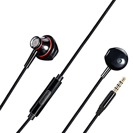 iNcool In Ear Headphones with Microphone Stereo Earphones 3.5 MM Premium Earbuds, Black