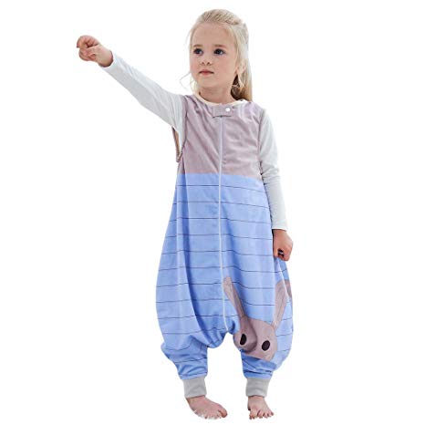 IDGIRLS Unisex Baby Warm Wearable Blanket Toddler Sleeping Bag with Legs 3 Season Sky Blue for 3-5 Years
