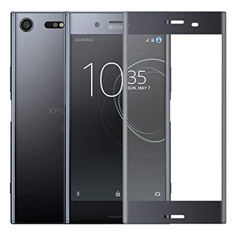 AMOVO Screen Protector for Xperia XZ Premium, Sony Xperia XZ Premium Tempered Glass [Full Coverage] [3D Curved] Carbon Fiber Screen Protector for Sony Xperia XZ Premium (Black)