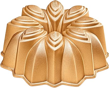 NutriChef Bloom Fluted Bundt Cake Pan, Extra Thick and Non Stick Aluminum Bakeware with 2 Layers of Non Stick Coating for Easier Release, Uniform Baking and Browning