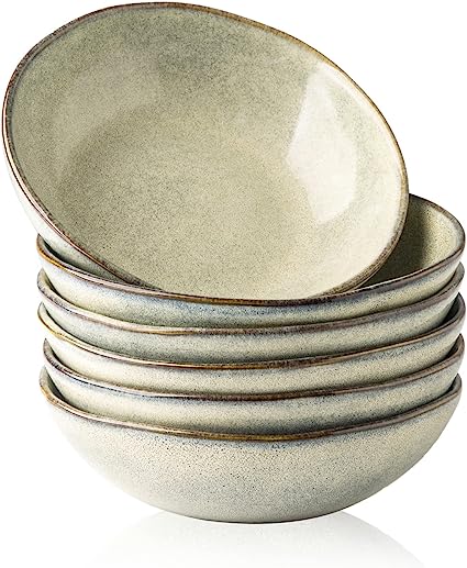 AmorArc Ceramic Cereal Bowls Set of 6, 24 oz Handmade Stoneware Bowls Set for Cereal Soup Salad, Stylish Kitchen bowls for Meal, Dishwasher & Microwave Safe, Reactive Glaze