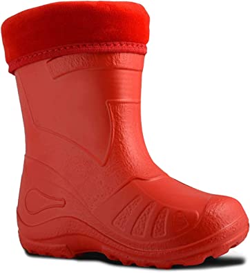 Kolma Ultra Light EVA Kids Girls Wellington Boots Rainy Snow Wellies Red Very Warm Liners