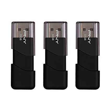 PNY Attache USB 2.0 Flash Drive, 32GB / BLACK / 3 PACK (P-FD32GX3ATT03-MP)