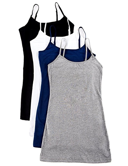 4 Pack: Active Basic Cami Tanks in Many Colors -Small -3XL