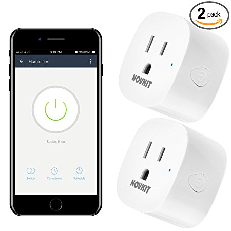 NOVKIT WiFi Smart Plug Light Timer Programmable Indoor Remote Control Outlet Switch Compatible with Amazon Alexa Echo and Google Assistant, 2 Pack