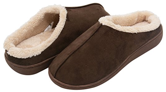 UltraIdeas Men’s Thickening Plush Suede Warm Comfort House Slippers with Non-Slip Sole