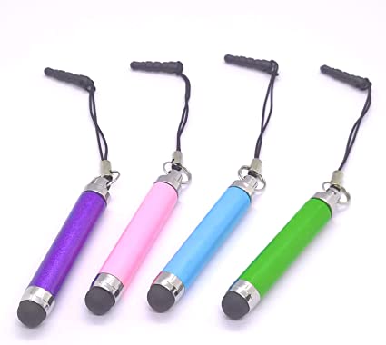 4pcs Universal Retractable Capacitive Soft Rubber Tip Mini Stylus Compatible with Touch Screen Devices iPad iPhone Huawei Samsung Nokia BlackBerry Kobo Tablets (Multi Color - 4pcs)
