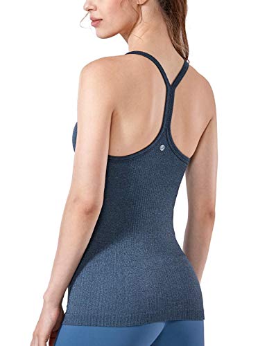 CRZ YOGA Seamless Workout Tank Tops for Women Racerback Athletic Camisole Sports Shirts with Built in Bra