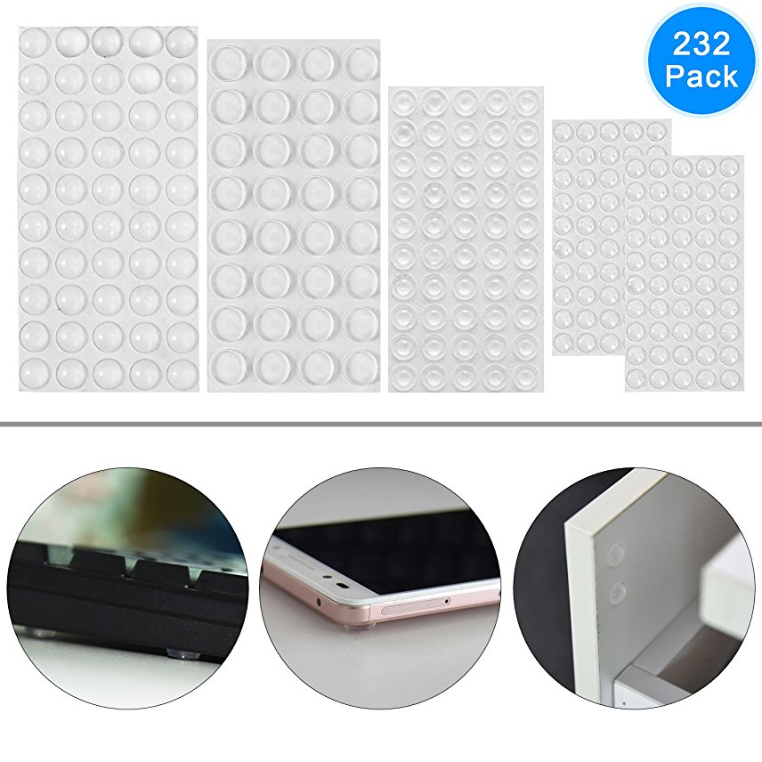 Bumper Pads, 232 Pieces Clear Rubber Feet Adhesive Bumper Pads Self Stick Furniture Bumpers Buffer Pads, 4 Sizes for Doors, Cabinets, Drawers by AUSTOR