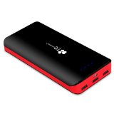 EC Technology 2nd Gen Deluxe 22400mAh 3 USB Output External Battery With LED Flashlight For Smartphones- Black and Red