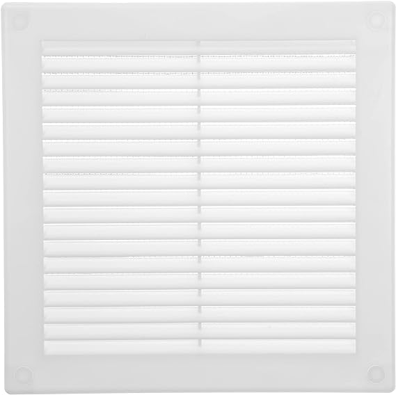 ECOPRO VENT 6" x 6'' Inch White Square Vent Grille with Protective mesh. Lightweight Plastic Ventilation Register/Cover. Indoor and Outdoor Soffit Vent