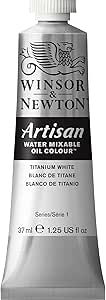 Winsor & Newton Olio Idrosolubile Artisan, Colori a Olio, Senza Solventi, Miscibile con L'acqua, Tubo di 37 ML, Colore Bianco di Titanio