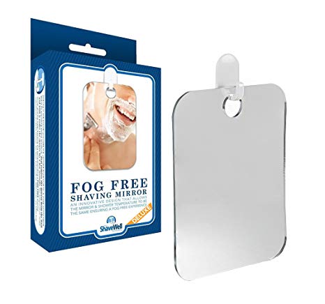 Deluxe Shave Well Fog-free Shower Mirror - 2 pack - Made in the USA - 33% larger than the Original Shave Well Anti-Fog Shower Mirror