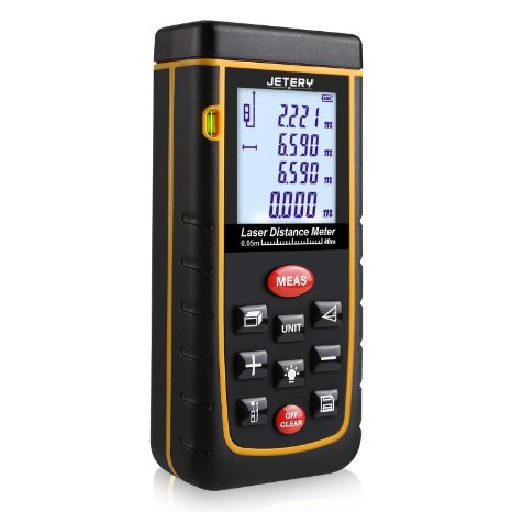 JETERY Laser Measure Digital Laser Distance Measure Meter Handheld Bubble Level Rangefinder Range Finder Tape Measuring up to 40 m (0.16 to 131ft)