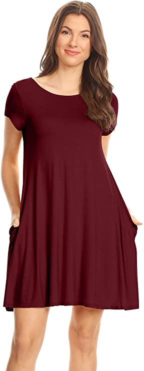 Casual T Shirt Dress for Women Flowy Tunic Dress with Pockets Reg and Plus Size - USA