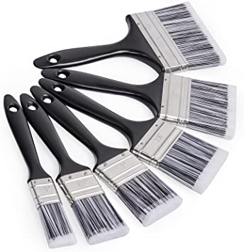 Mokani 6PCS Paint Brushes for Wall & Ceilings with Nice Bristle Paintbrush Heads, Stain Brushes for Woodwork, Fence, Sash, Professional House Brush Set for Architects