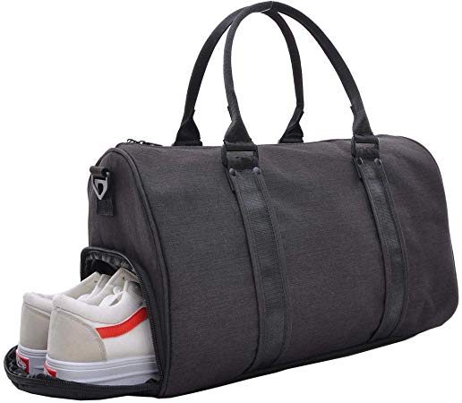 VSWIG Sports Gym Bag Holdall Weekend Travel Gym Duffle Bag for Women & Men With Shoe Compartments (Black 01)