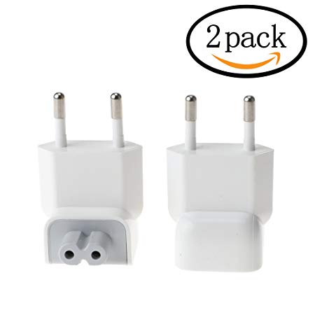 WOVTE US to Europe Plug Converter Travel Charger Adapter for Apple iBook MacBook White Pack of 2