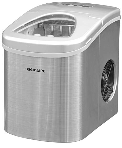 Frigidaire Counter Top Ice Maker, Produces 26 pounds Ice per Day, Stainless Steel with White See-through Lid