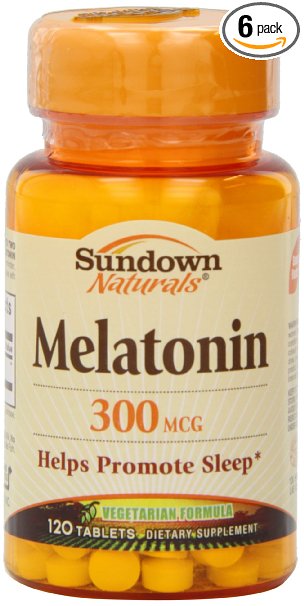 Sundown Naturals Melatonin, 300 mcg, Tablets, 120 tablets (Pack of 6)