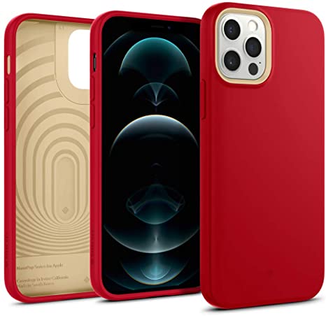 Caseology Nano Pop Designed for iPhone 12 Case for iPhone 12 Pro Case 6.1 inch, Slim Silicone Camera Protection Cover Phone Case for iPhone 12 for iPhone 12 Pro (2020) - Red