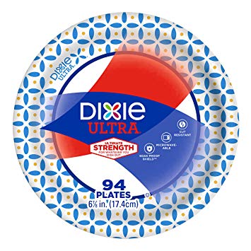 Dixie Ultra Disposable Paper Plates, 6-7/8 in. Dessert Size, Printed, 94 Count