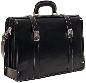 Floto Luggage Trastevere Brief Leather Briefcase, Black, Medium