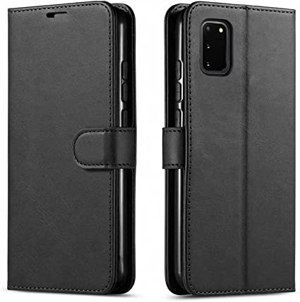 Galaxy A02S Phone Case, Samsung A02S Case, with [Tempered Glass Screen Protector Included] STARSHOP PU Leather Wallet Shockproof Phone Cover Kickstand W/Pocket Card Slots Magnet Closure-Black