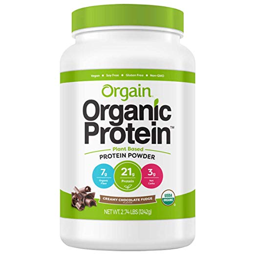 Orgain Organic Plant Based Protein Powder, Chocolate Fudge, Vegan, Gluten Free, Kosher, Non-GMO, 2.74 lb, Packaging May Vary