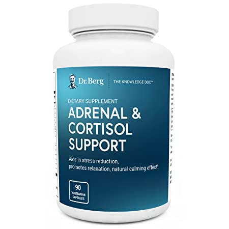 Dr. Bergs Adrenal and Cortisol Natural and Anxiety for a Better Mood, Focus and Relaxation, Vegetarian Ingredients, 90 Capsules