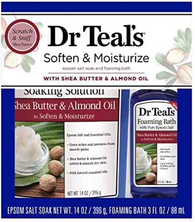 Dr Teal's Soften & Moisturize with Shea Butter & Almond Oil Epsom Salt Soaking Solution and Foaming Bath Gift Set