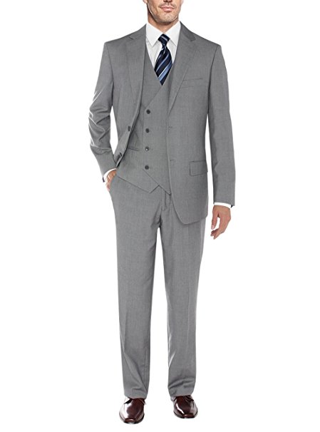 Salvatore Exte Men's Suit 3-Piece Two Button Blazer Jacket Flat Front Pants