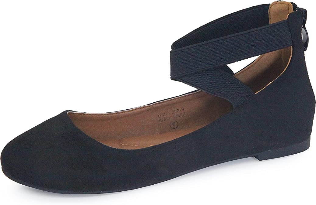 Anna Womens Dana Closed Toe Ankle Strap Slide Flats