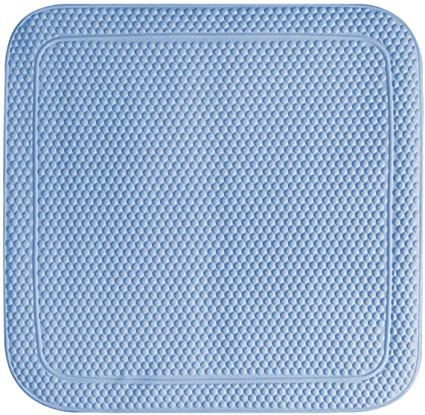 TOPSKY Bathtub Mat, Non-Slip Mildew Resistant Anti-Bacterial Square High Grade TPE Soft Shower Mat Bath Mat (54 * 54cm) (Blue)