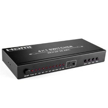 TNP 4K Ultra HD HDMI Switch with Optical Audio Out - UHD 3D Video High Speed Switcher Selector Box Hub   Audio Extractor Splitter Converter to SPDIF Toslink & 3.5mm Stereo AUX Jack with Remote Control