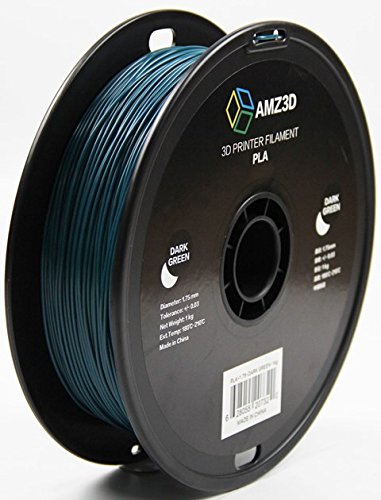 1.75mm Dark Green PLA 3D Printer Filament - 1kg Spool (2.2 lbs) - Dimensional Accuracy  /- 0.03mm