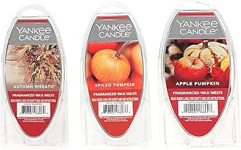 Yankee Candle Lot of 3 Fragranced Wax Melts - Spiced Pumpkin, Autumn Wreath, Apple Pumpkin