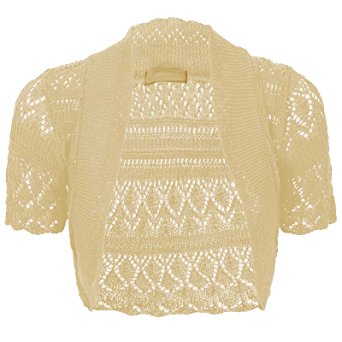Thever Women Ladies Knitted Short Sleeve Crochet Shrug Bolero Cardigan SZ 8-26