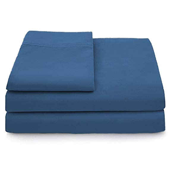 Cosy House Collection Luxury Bamboo Bed Sheet Set - Hypoallergenic Bedding Blend from Natural Bamboo Fiber - Resists Wrinkles - 3 Piece - 1 Fitted Sheet, 1 Flat, 1 Pillowcase - Twin XL, Royal Blue