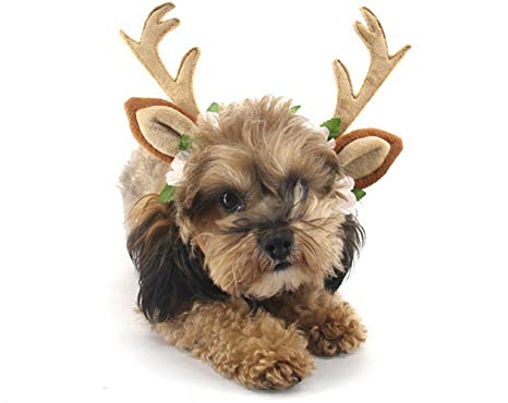 Vevins Pet Antlers Headband Christmas Halloween Costume Adjustable Dogs Cats Hair Accessories