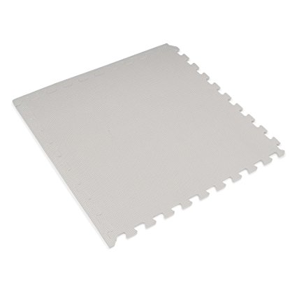 We Sell Mats 24 Tiles Borders Anti-Fatigue Interlocking EVA Foam Exercise, 2' x 3/8", Light Gray