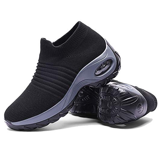 Hotaden Womens Walking Shoes Comfortable Nurse Work Shoes mesh Sock Sneaker Breathable Slip on Shoes for Women Loafers with Gradient Color Line