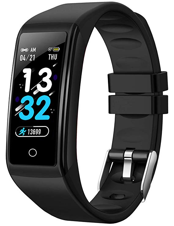 Viclover Fitness Tracker, Smart Pedometer Fitness Watch with Heart Rate Sleep Monitor for Android and iOS Phones, Calorie Counter, IP67 Waterproof, Activity Tracker for Women Men Kids (Black)