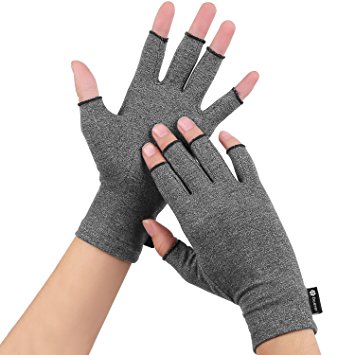 Arthritis Gloves Women Men for RSI, Carpal Tunnel, Rheumatiod, Tendonitis, Fingerless Hand Thumb Compression Gloves Small Medium Large XL for Pain Relief by Duerer (Gray, Medium)